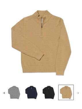 Women's Cowl Neck Half-Zip Sweater in Tan